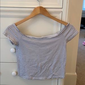 pacsun striped off the shoulder top